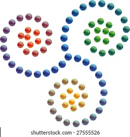 3d Color vector sphere in spiral.