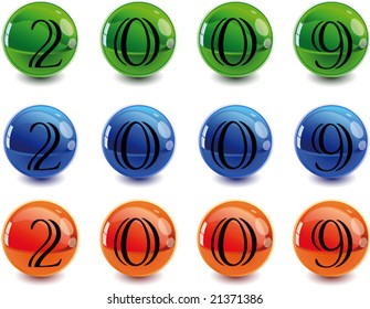 3d Color vector spheres with color shadows.2009.Vector illustration.