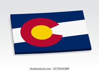 3D  Colorado map with flag. Three dimensional map of State Colorado with shadow. Flag of Colorado on white background for your design, app, UI. United States. Stock vector. EPS10. 