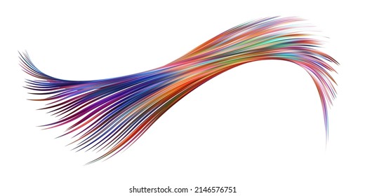 3D colored abstract twisted fluide shape on dark background. Trendy liquid design. Flow shapes stream paint. Deep analysis brushstroke colorful banner. Vector illustration realistic dye mesh grid.