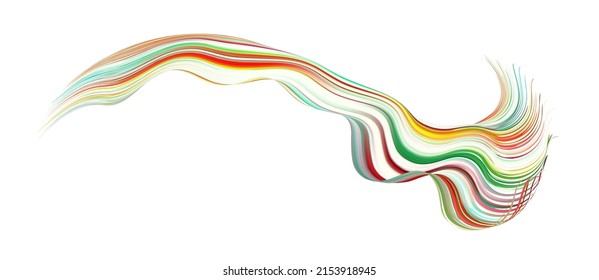 3D-farbige abstrakte, gedrehte Flussform auf dunklem Hintergrund. Trendy Liquid Design. Flussformen fließen Farbe. Tief analytische Pinselstrich bunt Banner. Vektorgrafik realistisches Farbstoffgitter-Gitter.