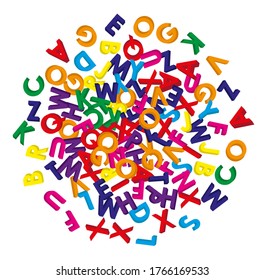 3D COLORED ENGLISH ALPHABETS RANDOMLY SCATTER