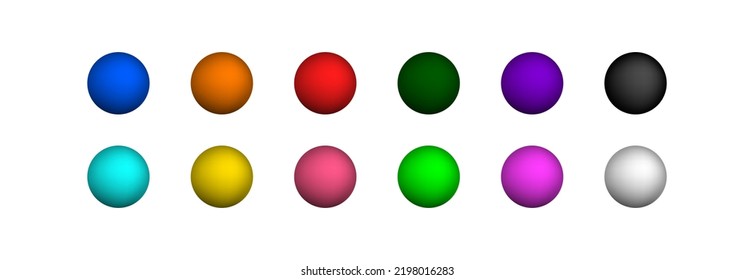 3d colored sphere. Circle ball. Vector symbol. Realistic ball set. Plastic color bubble. EPS10