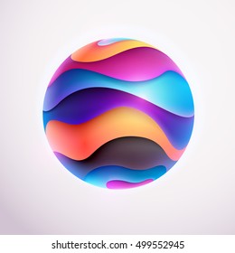 3D colored striped ball