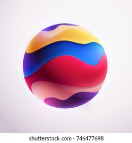 3D colored striped ball