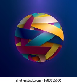 3D colored striped ball. Vector illustration