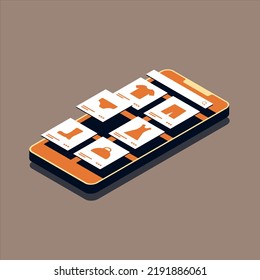 3d colorfui isometric phone icon