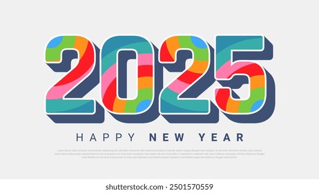 3d colorful 2025 new year wallpaper design. 2025 New Year Celebration Background. suitable for party t-shirts