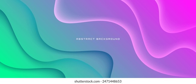 3D colorful abstract background overlap layer on bright space with waves effect decoration. Minimalist modern graphic design element cutout style concept for web banner, flyer, card, or brochure cover