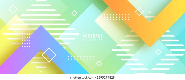 3D colorful abstract background overlap layer on bright space with squares lines effect decoration. Modern graphic design element stripes style concept for web banner, flyer, card, or brochure cover