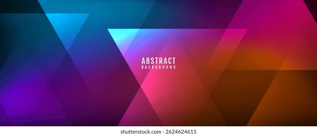 3D colorful abstract background overlap layer on dark space with triangles shape effect decoration. Modern graphic design element glowing style concept for web, poster, flyer, card, cover, or brochure