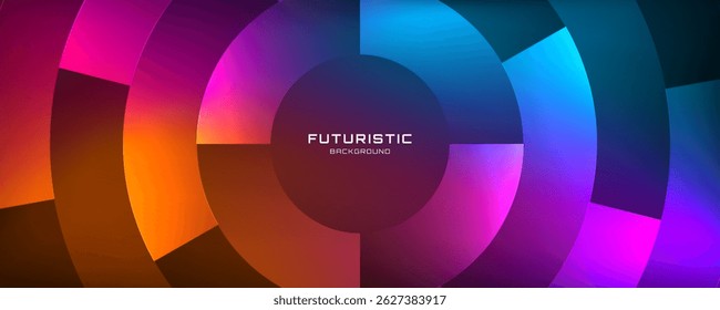 3D colorful abstract background overlap layer on dark space with circles shape effect decoration. Modern graphic design element glowing style concept for web, art, poster, card, cover, or brochure