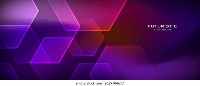 3D colorful abstract background overlap layer on dark space with hexagons shape effect decoration. Modern graphic design element glowing style concept for web, poster, flyer, card, cover, or brochure
