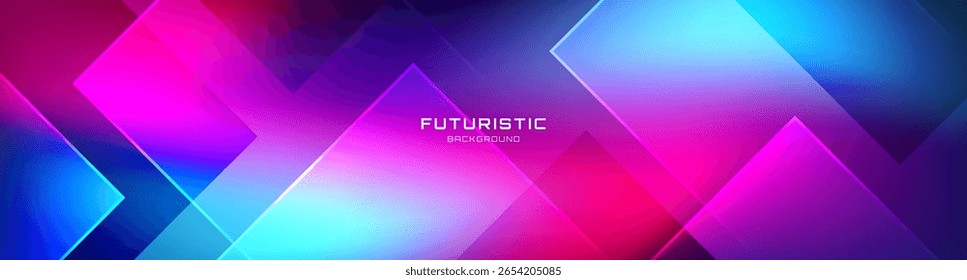 3D colorful abstract background overlap layer on dark space with glowing squares effect decoration. Modern graphic design element cutout style concept for web, art, flyer, card, or brochure cover