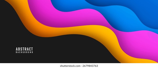 Capa abstracta colorida de la superposición del fondo 3D en el espacio brillante con la decoración fluida del efecto de las ondas. Concepto moderno del estilo del recorte del elemento del Diseño gráfico para el Anuncio del Web, el volante, la tarjeta, o la cubierta del folleto