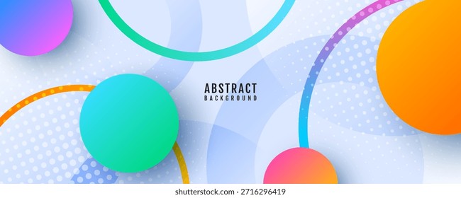 3D colorful abstract background overlap layer on bright space with circles effect decoration. Modern graphic design element cutout style concept for web banner, art, flyer, card, or brochure cover