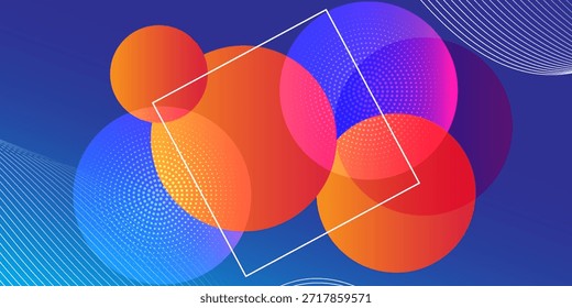 3D fundo abstrato colorido sobrepor camada no espaço escuro com círculos decoração efeito. Conceito de estilo de recorte de elemento de design gráfico moderno para banner da Web, arte, folheto, cartão ou capa de folheto
