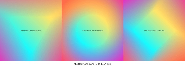 3D colorful abstract background set. Glowing shape on bright space with blurred colors effect decoration. Modern graphic design element neon style concept for web, flyer, card, art, or brochure cover