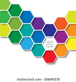 3d colorful abstract design with hexagons