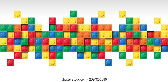 3d Colorful abstract texture. background with building block bricks toy for sales promotion, cover, kid banner, presentation, poster, brochure, flyer, wall, wallpaper, website. vector illustration