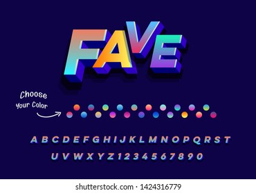 3d colorful alphabet and trendy bold typeface font - Vector