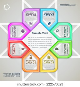 3D colorful arabesque intersecting infographic elements