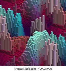 3d colorful background with cubes. Vector eps 10 Purple, blue, brown colors. 