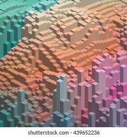 3d colorful background with cubes. Vector eps 10  Pink, orange, green colors. 
