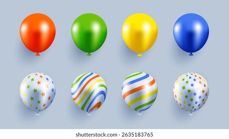 3d colorful balloons vector collection. great for birthday card and event celebration banner or poster