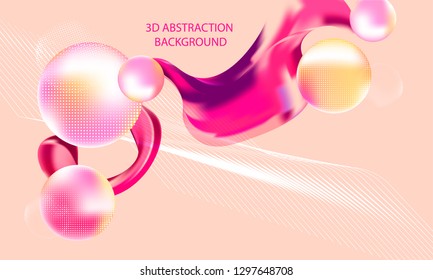 3d colorful balls Abstract vector illustration pearls peach background