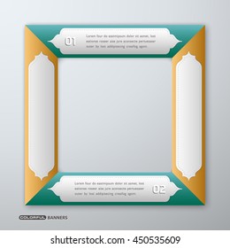 3d colorful Banner frame template with Islamic design