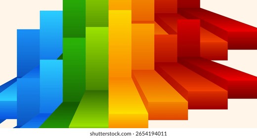 3D Colorful Bar Chart Abstract Background