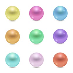 3D Colorful Beads And Pearls. Vector Illustration.