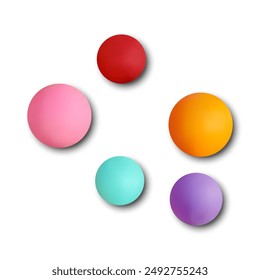 3D colorful beads and pearls. Vector illustration. Set balls.