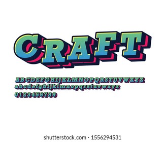 3D colorful bold font set in vector format