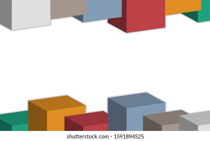 3D colorful Box or bar at top and bottom.Center space for insert content. Abstract Background or template. Corporate Style.
