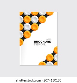 Folleto en 3D colorido, plantilla de folleto. Elementos redondeados geométricos masivos, patrón sobre fondo blanco.