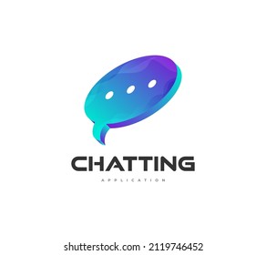 Vector de plantilla de logotipo de chat de burbujas en 3D colorido. Icono o logotipo de aplicación de chat. Icono de voz de burbuja de llamadas