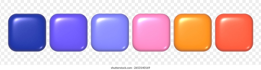 3d colorful buttons collection for UI UX design. Set of realistic squares