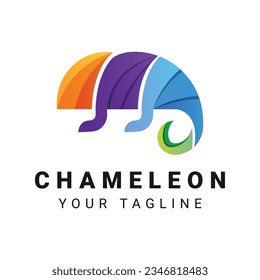 3D Colorful Chameleon Logo Design Abstract Chameleon Logotype