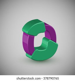 3D colorful character from a typeset, vector