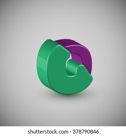 3D colorful character from a typeset, vector