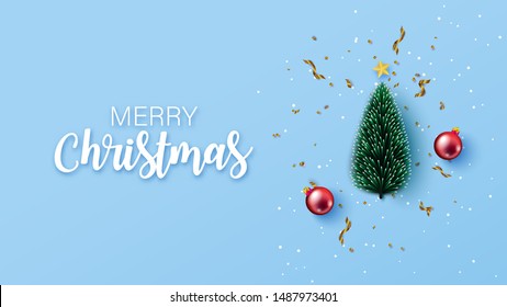 3D colorful Christmas background with copy-space for your product. Empty space for advertising. Modern abstract cover, Postcard. Paper cut style. Minimal.