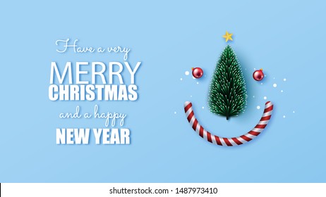 3D colorful Christmas background with copy-space for your product. Empty space for advertising. Modern abstract cover, Postcard. Minimal style.