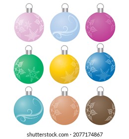 3d colorful christmas ball set, for illustration of christmas cards, banners, flyers etc