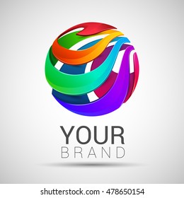 3D colorful circle in color rainbow imitation wave pattern with shadows. Corporate business abstract icon. Sign Symbol Web label Emblem..