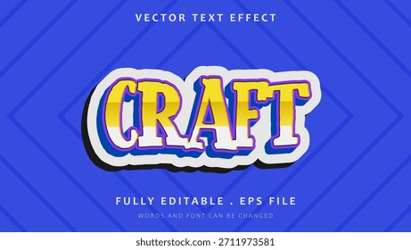 Diseño de efecto de texto editable 3d Colorful Craft. Efecto guardado en estilo gráfico