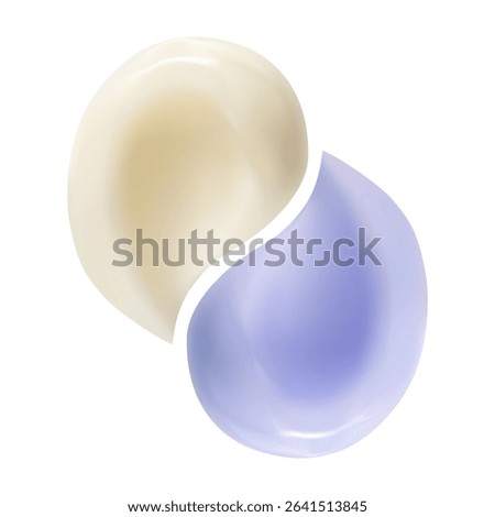 3d colorful cream texture stroke isolated on a white background. Realistic cosmetic smear isolated on a white background. 3d face skin product. cream, gel, lotion, foam