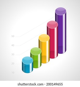 3d colorful cylinders graph infographic vector illustration