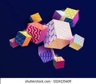 3D colorful decorative cubes